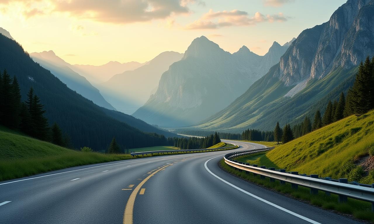Panorama einer österreichischen Autobahn in den Alpen